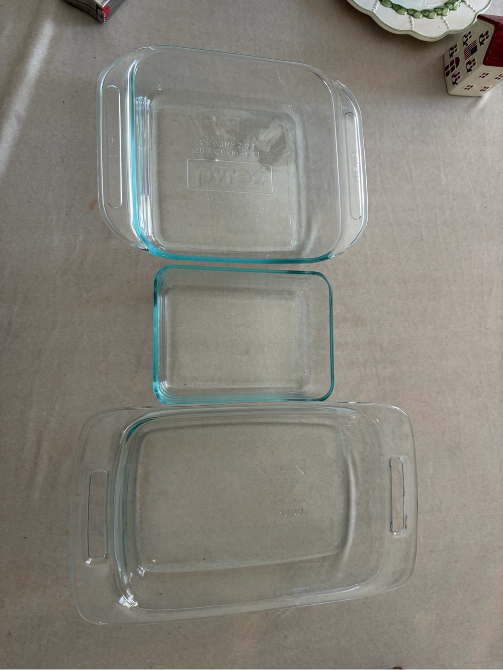 Pyrex Clear Glass Bakeware Set with Light Blue Tint